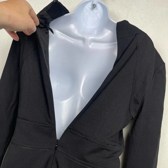 Ponte Knit White House Black Market Black Dress, Military Goldtone Buttons, Sz 2 - Picture 13 of 16